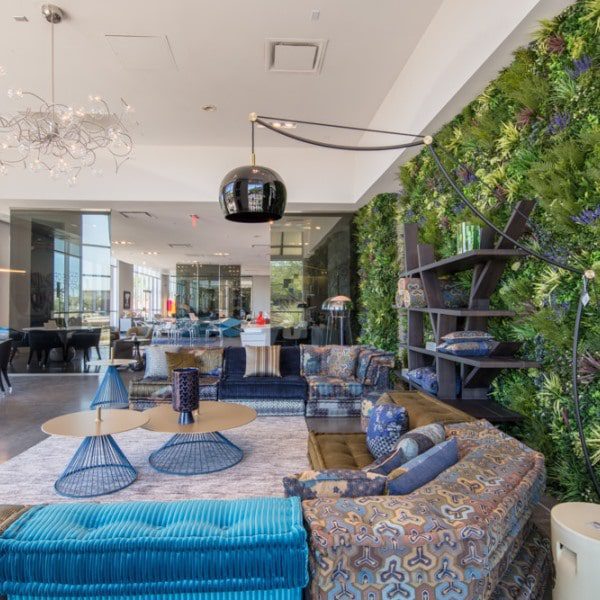 Showroom interior design with artificial living wall