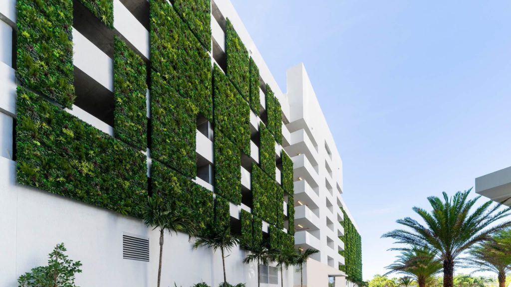 The Harbour Miami with artificial green wall panels