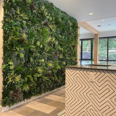 artificial living wall in office reception