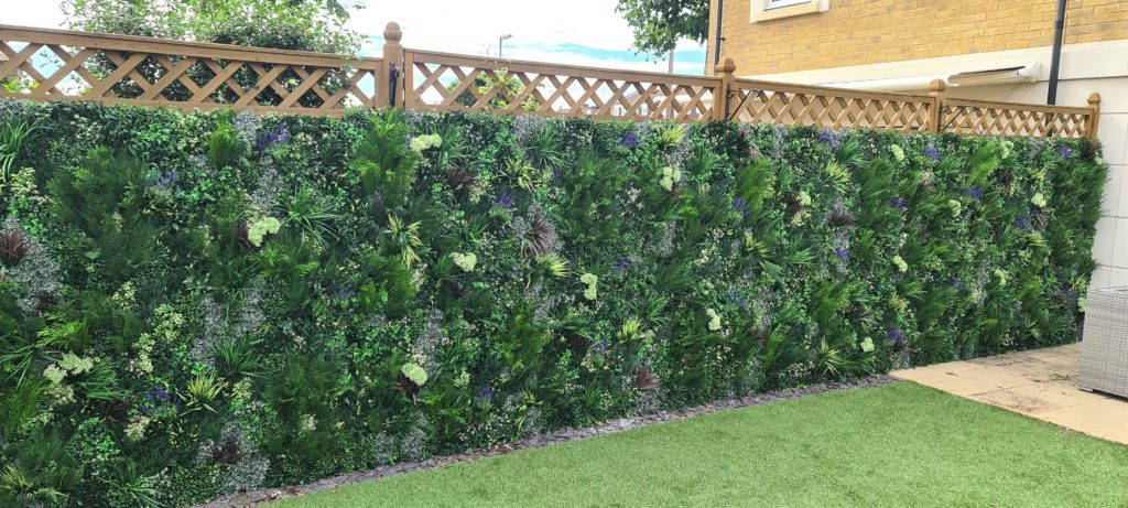 Artificial Green Wall Installation on a fence in a private garden
