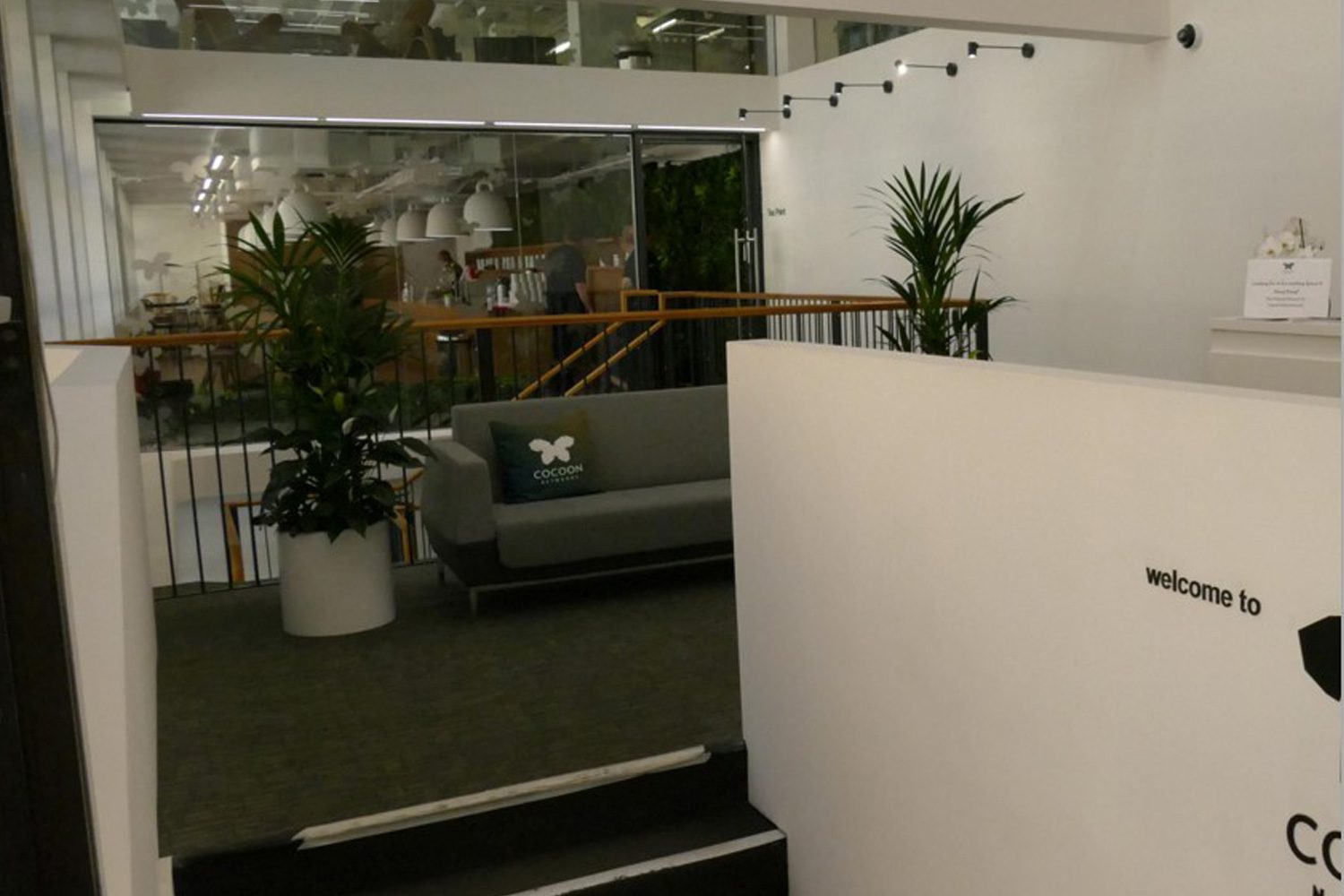 Reception Area Before Green Wall and Logo