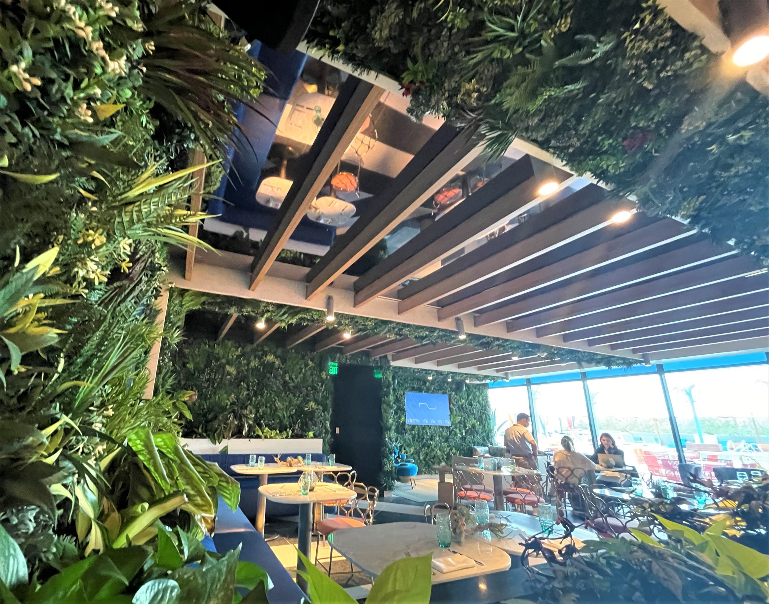 Faux green ceiling installation in a restaurant in Orlando, Florida