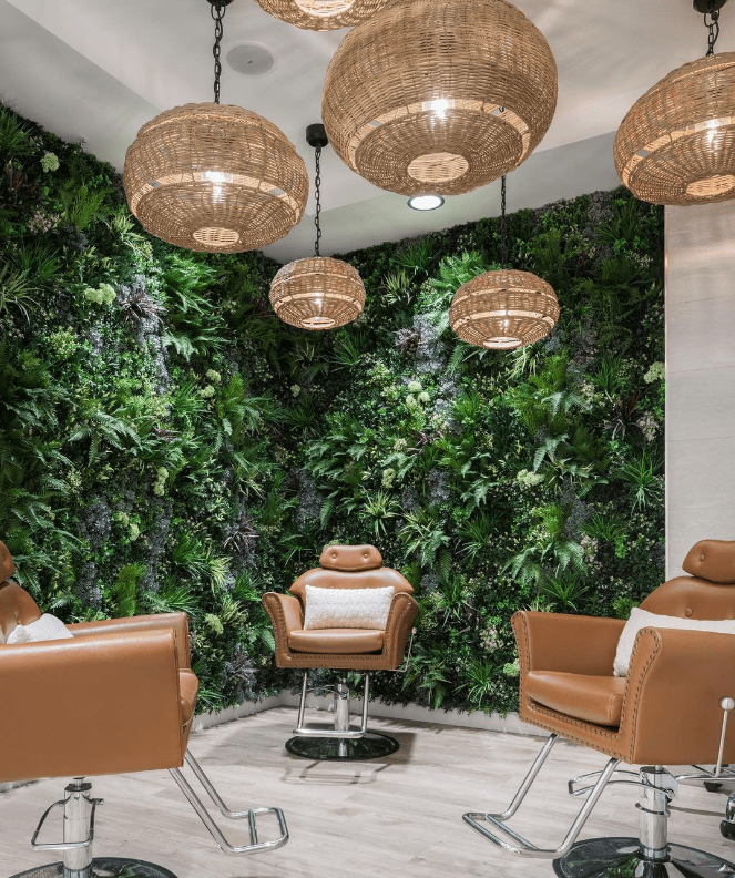 Vistafolia Artificial Green Wall Installation in a tanning salon in Las Vegas, Nevada
